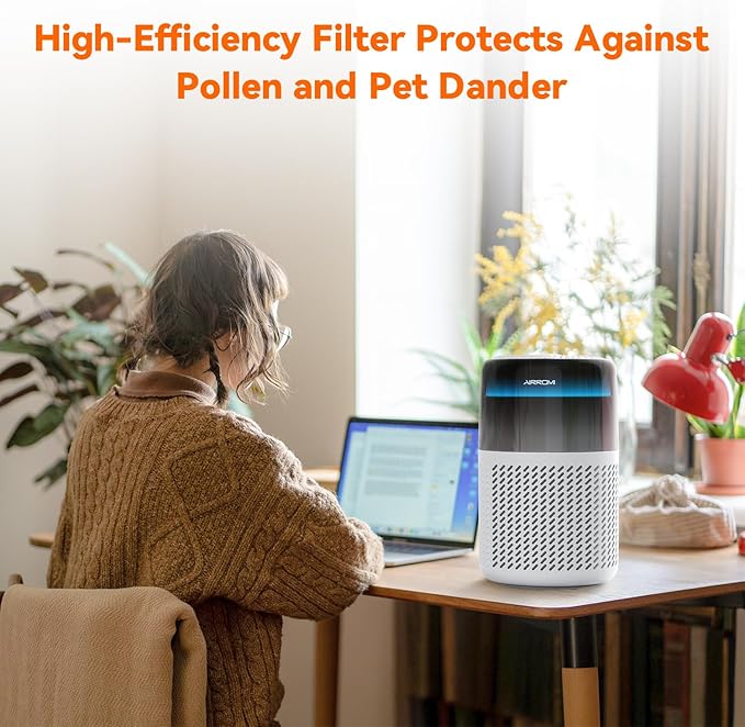 AIRROMI A2005 HEPA Air Purifier Replacement Filter, 3-In-1 Original Filter, Remove 99.97% of 0.3 Micron Particle 2Pack White