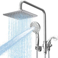 8" Dual Shower Head Combo, High Pressure Rainfall Shower Head with Handheld, 6 Spray Settings Angle Adjustable Handheld Shower Head with Pause, Height Adjustable, Chrome Silver