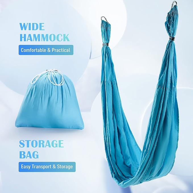 ZELUS Aerial Yoga Swing Sling Strong Yoga Hammock Kit Set Trapeze Inversion Equipment Include 2 Extensions Straps and Ceiling Mounting Kit-FlexoryFit
