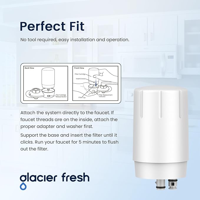GLACIER FRESH Faucet Filter Replacement, Replacement for Brita Faucet Filter, 36311 On Tap Water Filter, Compatible with FR-200, FF-100, and All Brita Tap Water Filters (Pack of 3)