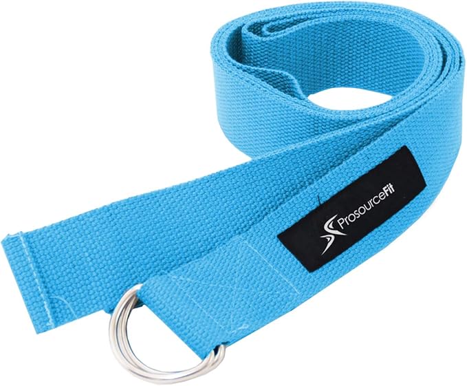 ProsourceFit Metal D-Ring Yoga Strap 8’ Durable Cotton for Stretching and Flexibility-FlexoryFit