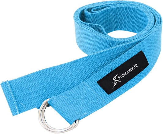 ProsourceFit Metal D-Ring Yoga Strap 8’ Durable Cotton for Stretching and Flexibility-FlexoryFit