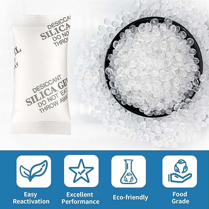 MakMeFre 20Gram(50Packets) Food Grade Moisture Absorbers Silica Gel Packs Desiccant for Moisture Storage Control