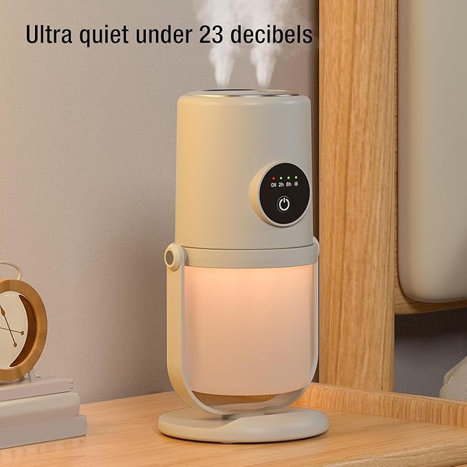 Cool Mist Humidifier, Quiet Two Mist Mode 300ML Bedroom Desk Humidifier Rechargeable USB Desktop Humidifier with Stand for Bedroom Travel Office Home (Beige)