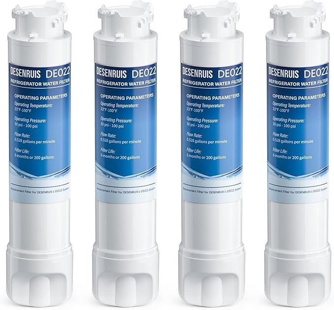 EPTWFUO1 Filter Replacement Compatible with Frigidaire EPTWFU01, EWF02, Pure Source Ultra II, Pack of 4, By DESENRUIS