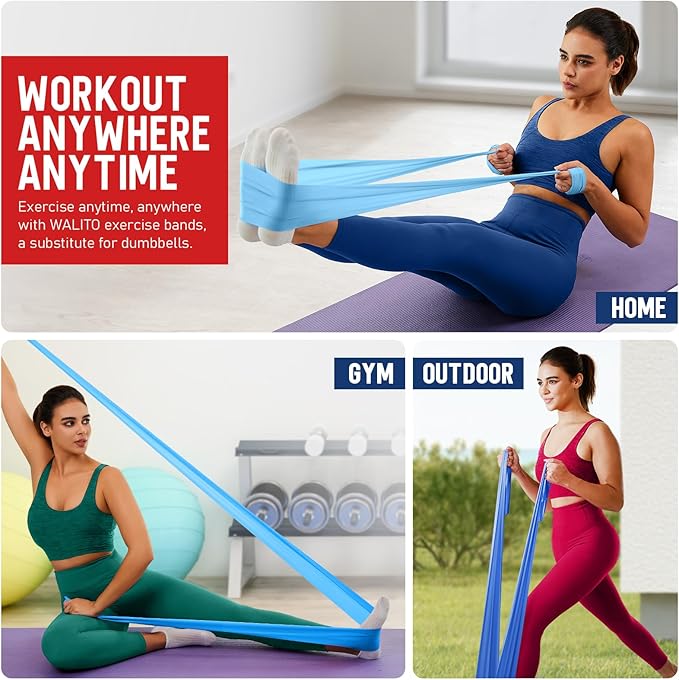 WALITO Resistance Bands for Working Out, Exercise Bands for Women and Men, Workout Bands for Physical Therapy, Stretch, Recovery, Pilates, Rehab, Strength Training and Home Gym-FlexoryFit