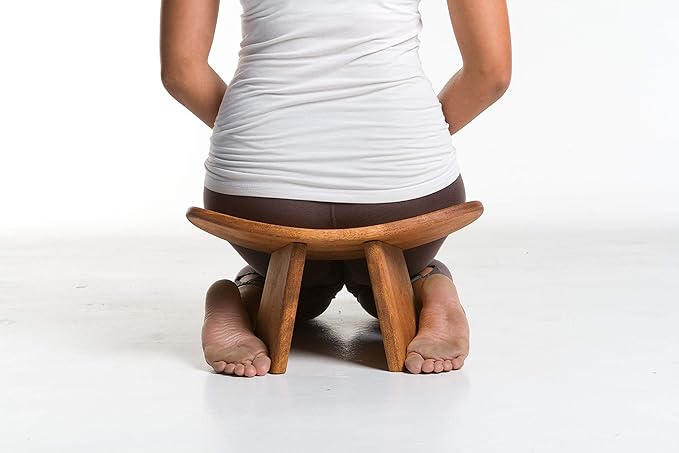 Meditation Bench IKUKO Original, Portable Version with Bag, Locally Handmade Wooden Kneeling Ergonomic Seiza Seat, Prana Yoga - 2 Colors, 3 Height Sizes-FlexoryFit