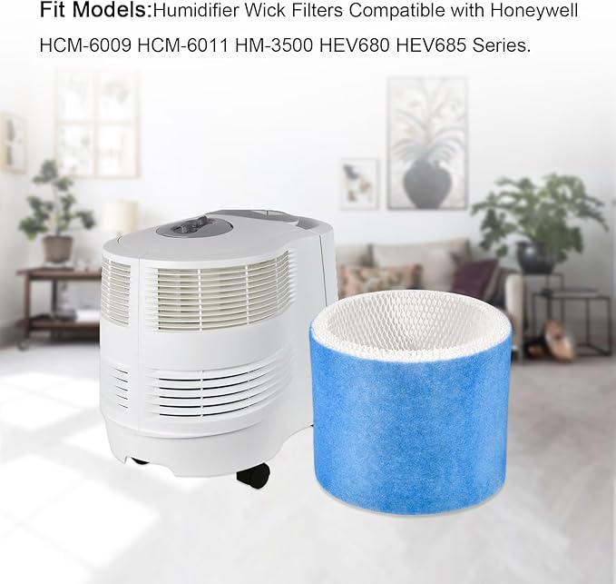 Humidifier Filter Replacement Humidifier Wick Filters Upgraded Blue Mesh Layer Compatible with Honeywell HCM-6009 HCM-6011 HM-3500 HEV680 HEV685, Part HC-14V1 HC-14 HC-14N Wicking Filter E, 3Pack