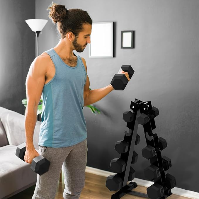 RITFIT 300/350/450/650/180/200/210 LB Rubber Hex Dumbbells Set with Optional Dumbbell Rack, Multi Weight Set to Choose, Ideal for Home Gym and Fitness-FlexoryFit