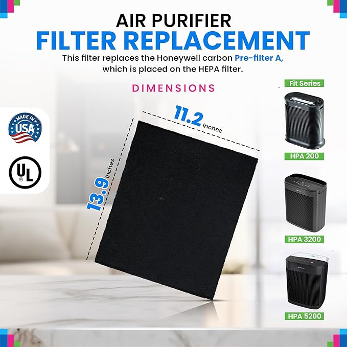 Bagean Activated Carbon Pre Filter A Replacement - Compatible with Honeywell HPA200 Air Purifier Series - Fits Honeywell HPA200 Prefilter A - Air Filters Absorb Odors and Freshen Your Home (4-Pack)