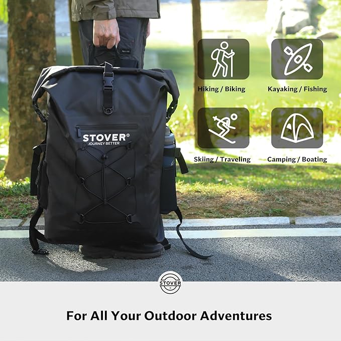 STOVER 5/10/25/30/40/55L Waterproof Backpack- Floating Dry Bag for Kayaking, Travel, Beach, Hiking, & Camping, Men/Women