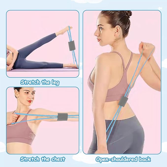 2 Pcs Figure 8 Resistance Band, Resistance Band with Handles, Suitable for Full Body Exercise, Strength Training, Flexibility, Exercise Elastic Rope, Suitable for Home, Gym (Blue)-FlexoryFit