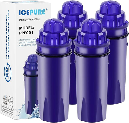 ICEPURE Pitcher Water Filter Compatible with Pur CRF950Z, PPF951K, PPT700W, CR-1100C, CR-6000C, DS-1800Z, PPT111W, PPT111R, PPT711W, PPT711, PPT710W, and More Pur Pitchers and Dispensers, 4PACK