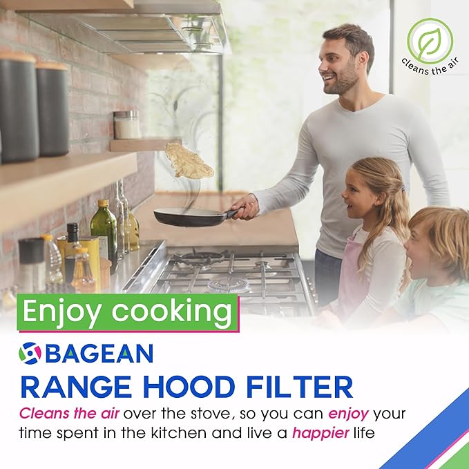 Bagean Stove Hood Vent Filter 5.87” x 16.93” 99010370 Compatible with Broan Range Hood Filter Replacement - Bendable Aluminum Screen for Kitchen Overhead Fan - Blocks Grease & Filters Oven Air (2-Pk)