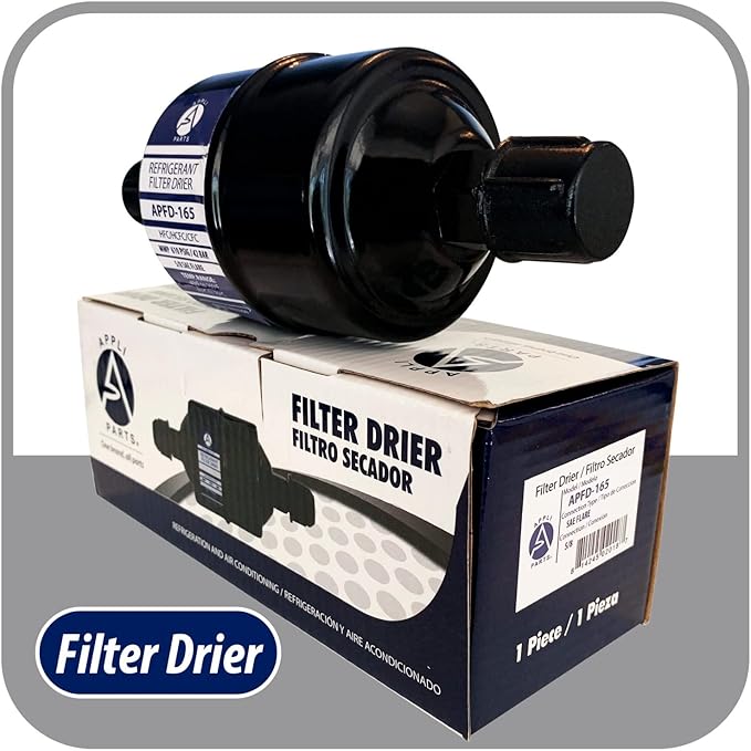 Appli Parts APFD-165 5/8 in Liquid Line Refrigerant AC Filter Drier hvac Refrigeration 165 SAE Flare connection universal unidirectional 6in long 3in wide