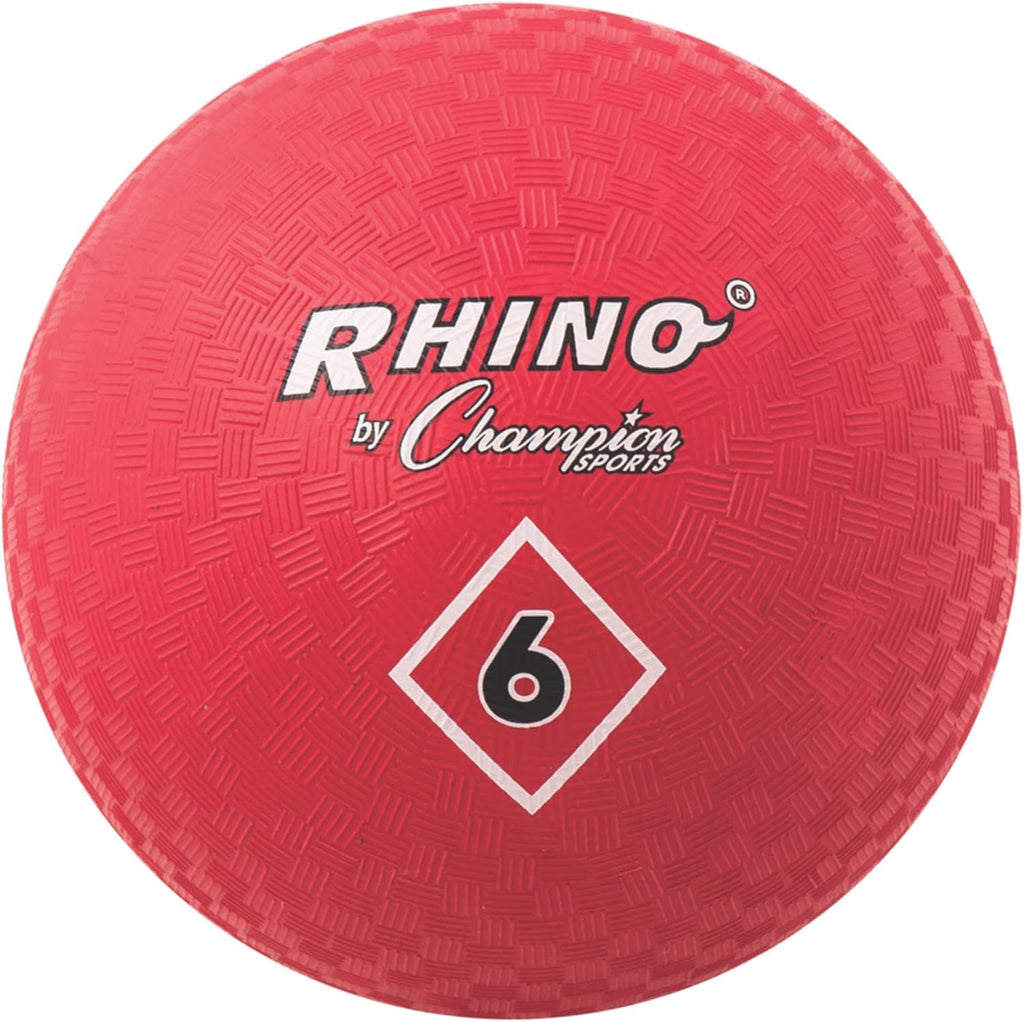 Champion Sports Playground Ball – High-Bounce 2-Ply Construction, Durable Red Ball for Throwing, Catching & Kicking - Multiple Sizes (5", 6", 7", 10", 13", 16")