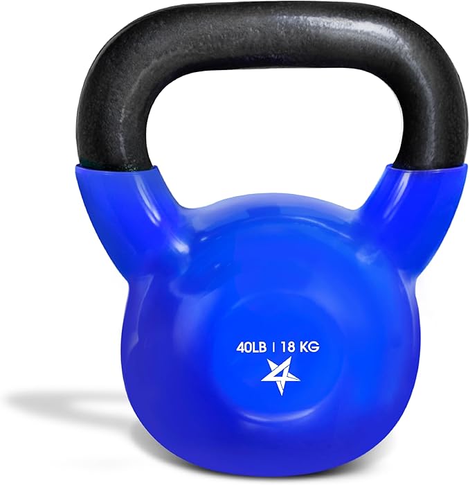 Yes4All 5-100 LB Kettlebells Vinyl Coated Cast Iron for Dumbbell Weights Exercises, Gym, Fitness, Full Body Workout Equipment Push up, Grip and Strength Training-FlexoryFit