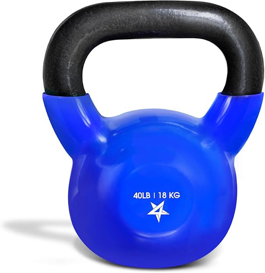 Yes4All 5-100 LB Kettlebells Vinyl Coated Cast Iron for Dumbbell Weights Exercises, Gym, Fitness, Full Body Workout Equipment Push up, Grip and Strength Training-FlexoryFit