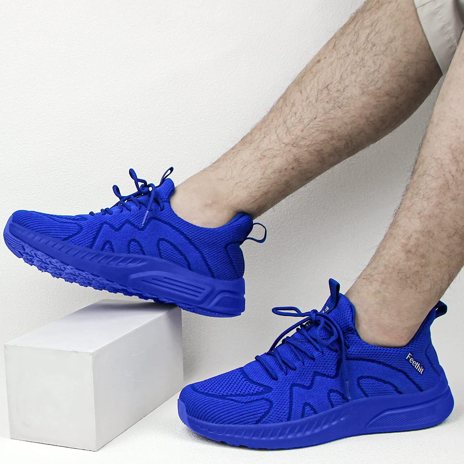 Feethit Mens Non Slip Walking Sneakers Lightweight Breathable Slip on Running Shoes Athletic Gym Tennis Shoes for Men