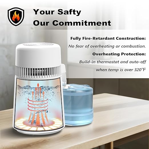 ROVSUN 【Upgraded】 1.1 Gallon/4L Water Distiller Countertop Distilled Water Machine with Flame-Retardant Material, BPA-Free Container & Stainless Steel Interior, 750W Distilled Water Maker Purifier