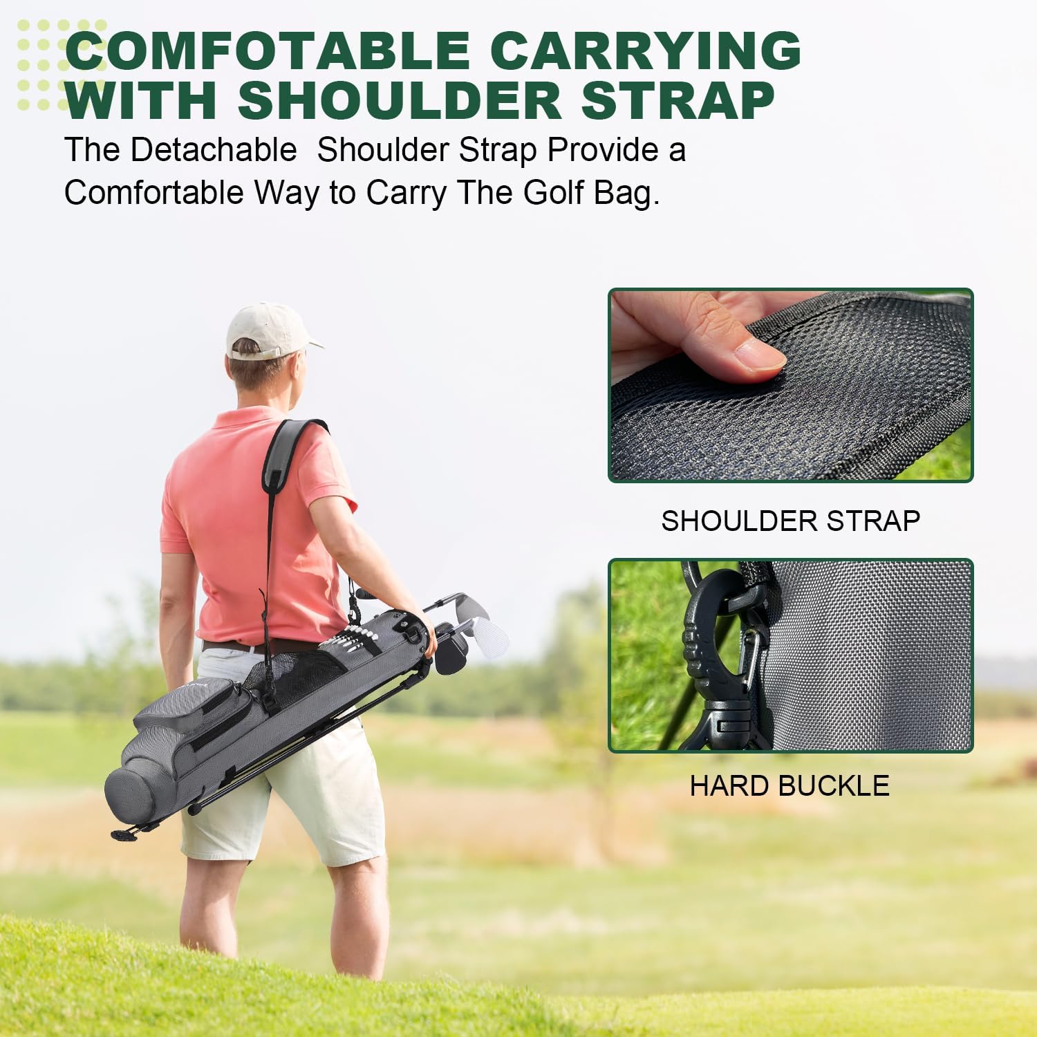 MAZEL Lightweight Golf Bag for Men – Easy to Carry Golf Clubs Bag with Shoulder Strap,Pitch n Putt Golf Stand Bag for Driving Range,Par 3 and Executive Courses - Fit Up to 8 Clubs