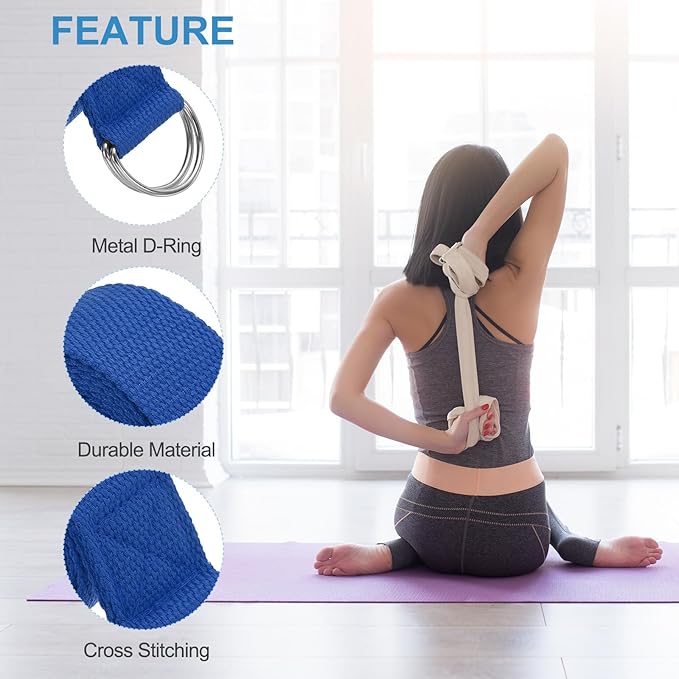 PATIKIL Yoga Strap for Stretching Cotton Yoga Belt with Adjustable Metal D-Ring Buckle Stretch Band for Fitness Pilates-FlexoryFit