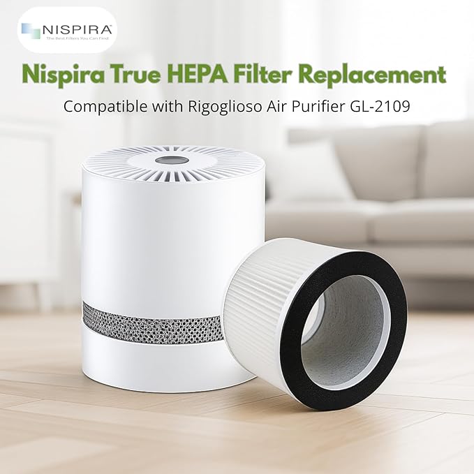 Nispira True HEPA Filter Replacement Compatible with Rigoglioso Air Purifier GL-2109 GL2109. 1 Pack