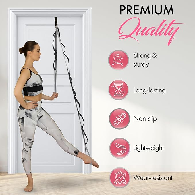 10-Loop Yoga Strap with Door Anchor – Stretch Strap for Flexibility, Deep Stretching, and Improved Balance – Perfect Yoga Accessory for All Fitness Levels-FlexoryFit