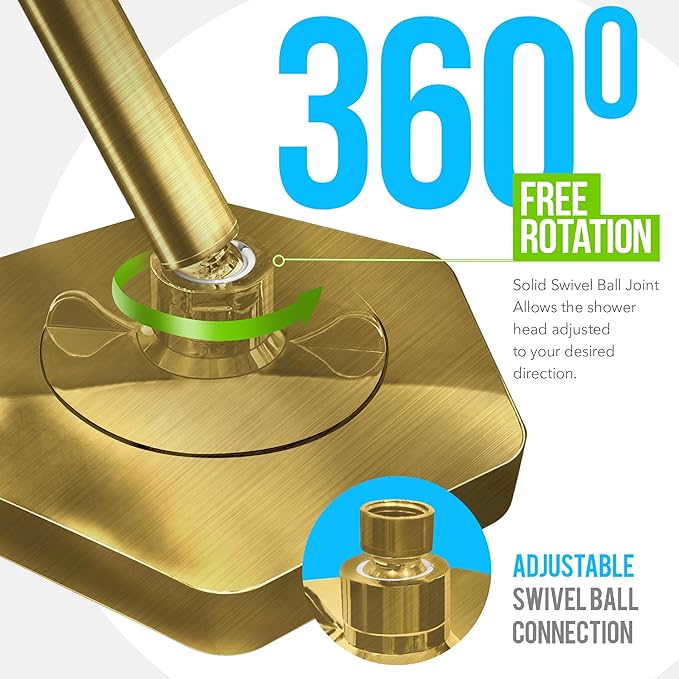 AquaHomeGroup Luxury Filtered Shower Head Set - 20 Stage Shower Filter for Hard Water, Chlorine, Fluoride, Heavy Metals - Water Filter Shower Head with Vitamin C E A Patent Pending (Golden)