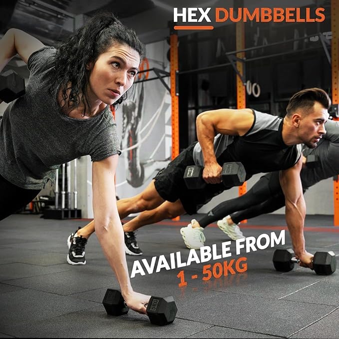 Ritafer 6-10 Pair Hex Rubber Dumbbell Set 350/450 and 550 lbsï¼?-50 lbs ）Hand Free Weight for Strength Coated Encased Iron Weights with Dumbbells Storage Rack Home Gym-FlexoryFit