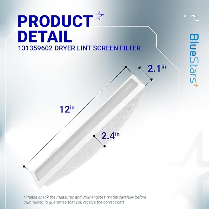 BlueStars 131359600 Dryer Lint Filter Case Screen Replacement - Compatible with Frigidaire Crosley Electrolux Dryer - Replaces 5304516871, 131152700, 131359601, 131359602, 131359603, 5304516872