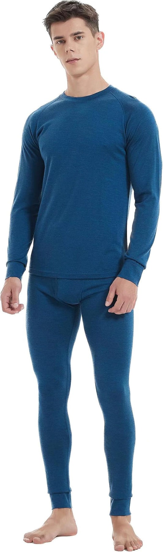 Iguana Mens 100% Merino Wool Base Layer Sets for Ski Lightweight Thermal Underwear-FlexoryFit