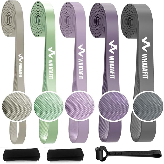 WHATAFIT Resistance Bands, Pull Up Assistance Bands, Exercise Bands, Workout Bands Set for Men and Women Home Fitness, Body Stretching, Strength Training, Physical Therapy-FlexoryFit