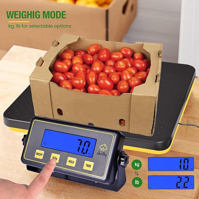 150lbs Commercial Scale Digital Receiving Scale with Anti-Slip Aluminum Platform, High Accuracy Food Scale with Hold/Tare/Auto-Off, Kitchen Scale with LCD Display for Restaurant/Cater-FlexoryFit