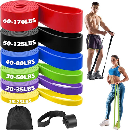 Zacro Resistance Bands, 6 Resistance Levels Pull Up Assistance Bands, Exercise Bands for Men&Women, Heavy Duty Resistance Band Set with Door Anchor, for Working Out, Muscle Training, Physical Therapy-FlexoryFit