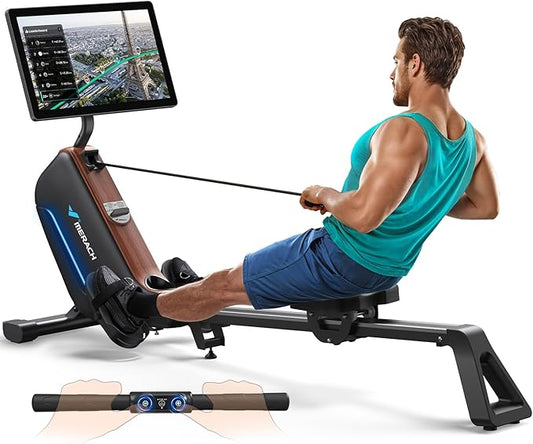 MERACH Rowing Machines for Home, Powerful Electromagnetic Row Machine with 51.2" Extended Rail, 16-Level Handle Resistance Adjustment Rower, 350 LBS Load Capacity, Ergonomic Comfort Seat, Easy Storage-FlexoryFit