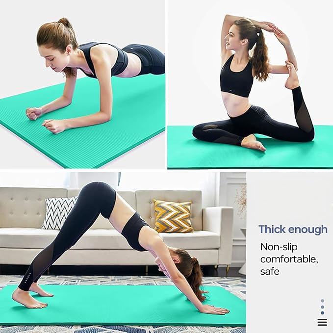 Thick Yoga Mat Non Slip, Large Size 72" L x 32" W x 0.6" TH, Premium Exercise & Fitness Mat with Carrying Strap and Bag, Workout Mats for Home-FlexoryFit