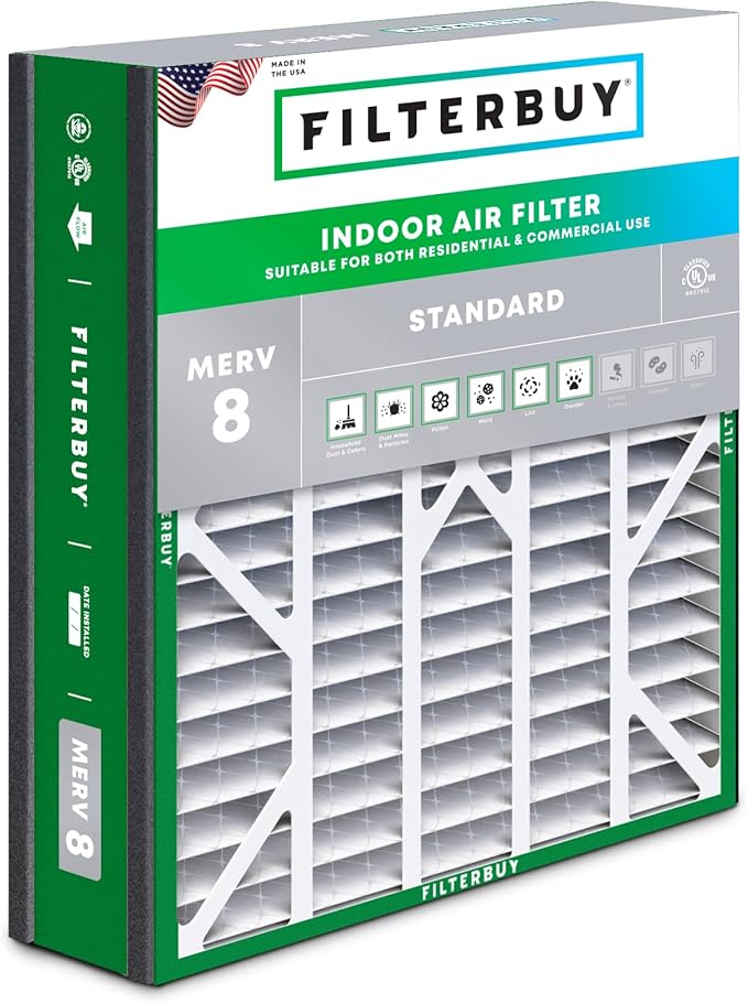 Filterbuy 20x20x5 Air Filter MERV 8 (MPR 700) Dust Defense Replacement (1-Pack), Pleated HVAC AC Furnace Filters for Trion Air Bear 255649-103 & More (Actual Size: 19.63 x 20.63 x 4.88)