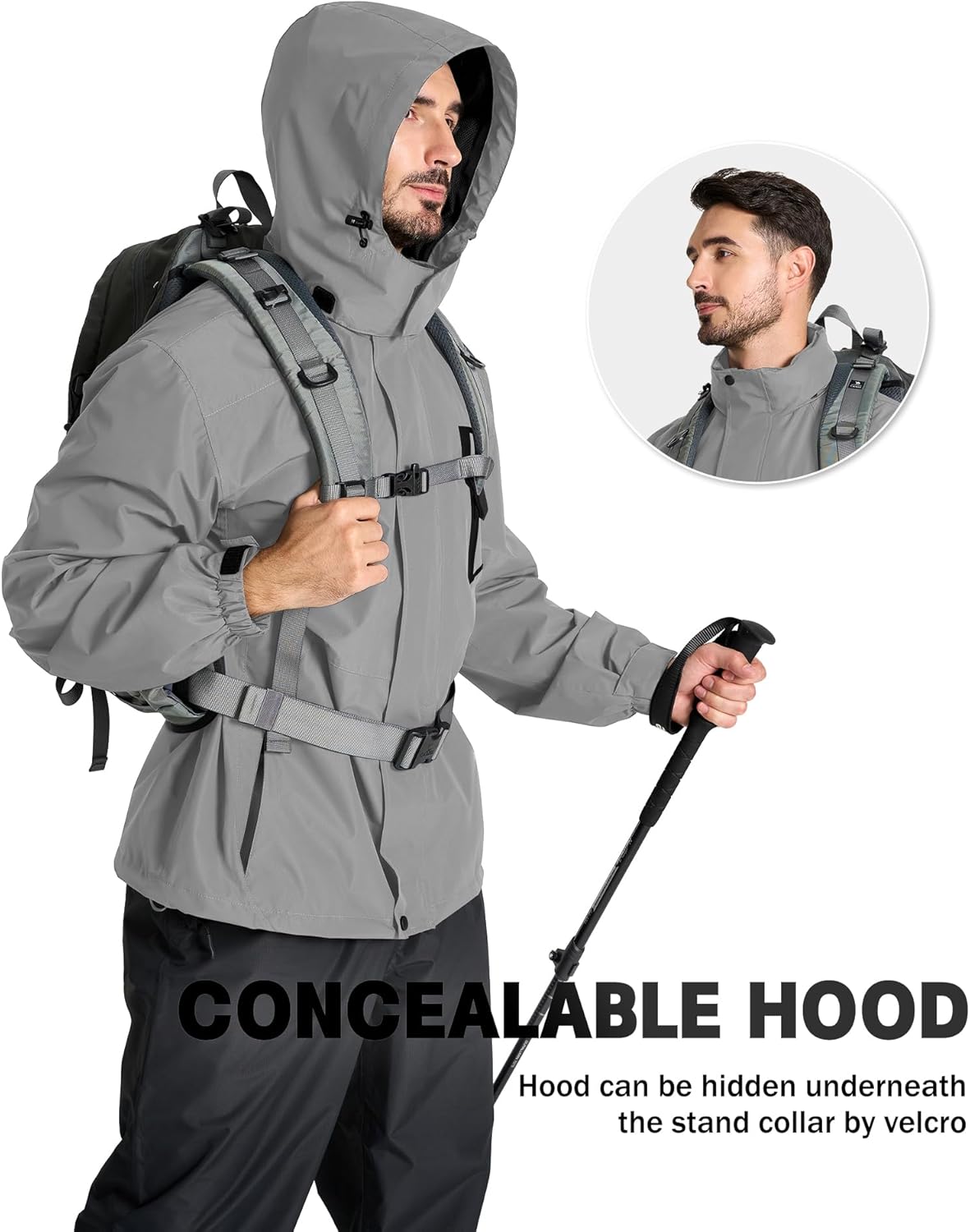 SWISSWELL Mens Rain Jackets Waterproof with Hood Men Windbreaker Jackets Lightweight Rain Coats for Golf Fishing Hiking