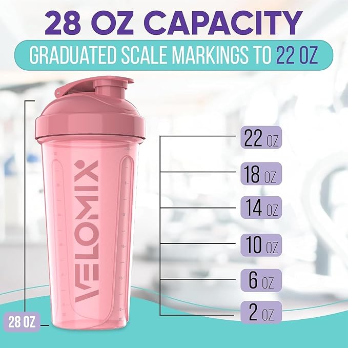 '-6 PACK- 28 oz Protein Shaker Bottle for Protein Mixes - 6x Wire Whisk | Leak Proof Shaker Cups for Protein Shakes | Protein Shaker Bottle Pack | Protein Shake Cup (Dynamic Fuel Series)-FlexoryFit