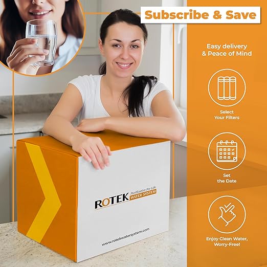 Rotek Water Systems Whole House Water Filtration System, 3-Stage Water Filter System, SED, PHO, ACB, Clean Water, Sediment, Carbon Block, & Polyphosphate Anti-Scale Filter, 20 Inch