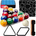 31 Pcs Billiard Accessory Kit Billiard Pool Table Balls with Triangle and Diamond Ball Holder Cue Chalks Pool Table Brush Set