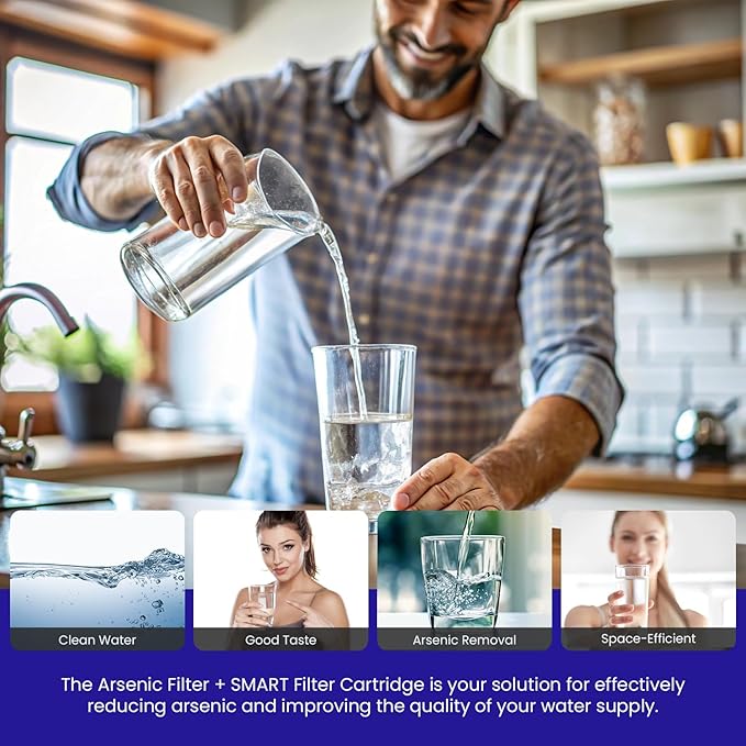 Crystal Quest Arsenic Removal + SMART Filter Cartridge 4-5/8" x 20" - Reduces Arsenic,Long-Lasting, Easy Installation, Heavy-Duty Water Filtration