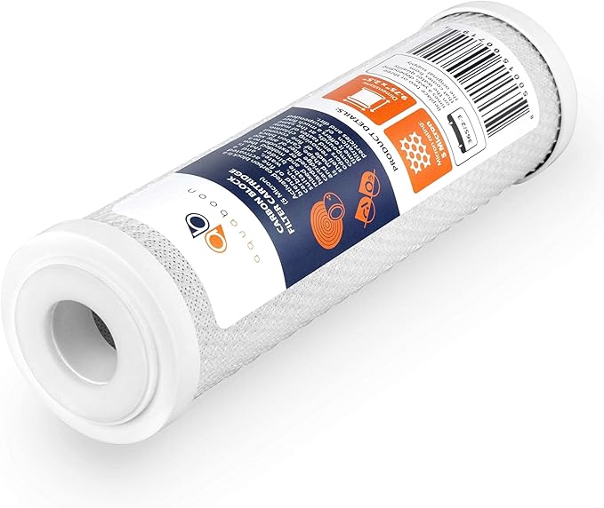 Aquaboon 5 Micron 10 x 2.5 House Water Filters Cartridges, Set of 12 | Sediment & Carbon Filter Replacements Compatible with WHKF-WHWC, P5, WHKF-GD05