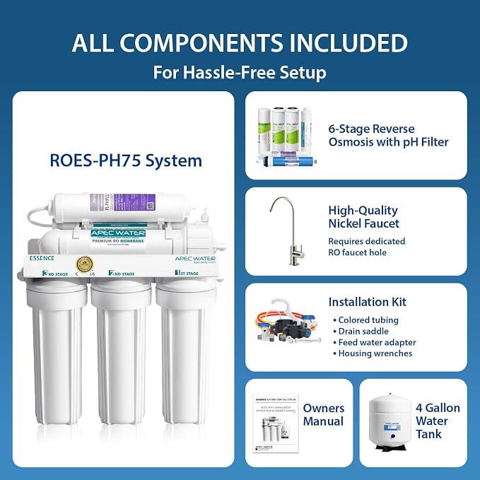APEC Water ROES-PH75, 6-Stage Alkaline Under Sink Reverse Osmosis Water Filter - Image 3