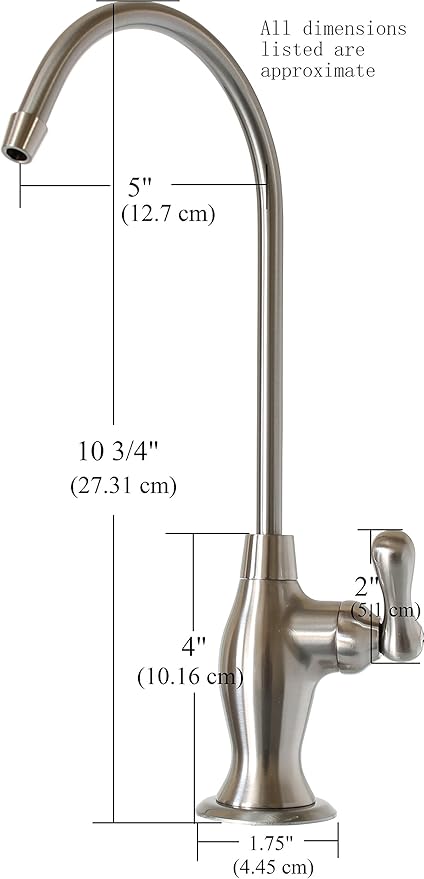 Non-airgap RO Faucet Reverse Osmosis Drinking Water Filtration System Water Dispenser Spout (Antique Wine). Vase Style with Faucet Wrench RO-FW148. NSF Certified.