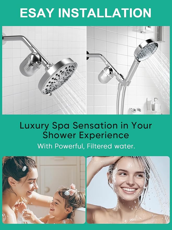 Cobbe Shower Filter | All-METAL Joint | 99% REMOVAL Shower Head Filter for Hard Water, Heavy Metals, Chlorine and Harmful Substance, Improve your skin and hair - Chrome