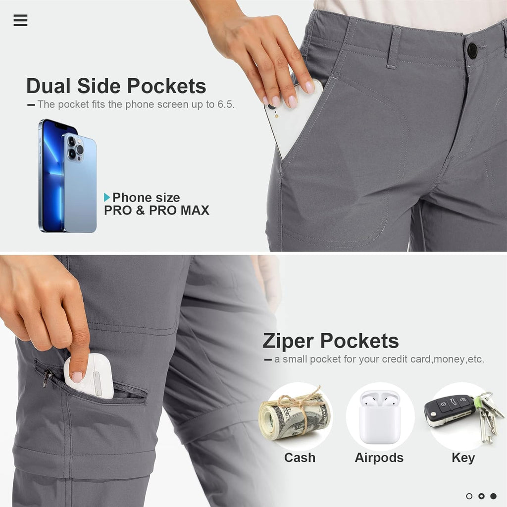 Women's Hiking Pants Convertible Zip Off Lightweight Quick Dry Outdoor Travel Camping Safari fising Pants