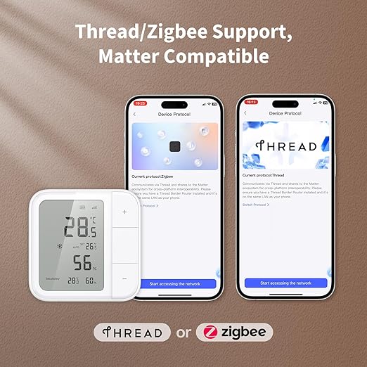 Aqara Thread/Zigbee Smart Climate Sensor W100,Temperature and Humidity Monitoring,Wireless Remote HVAC Control, 3 Customizable Smart Buttons,Works with HomeKit, Alexa, Google & More