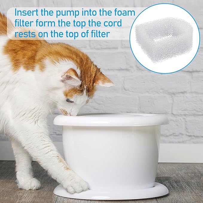 30 Pieces Pet Fountain Filter Foam Replacement Filters Foam Sponge Pre-Filters Drinking Water Fountain Filter Compatible with Drinkwell Ceramic and 360 Stainless Steel Pet Dog Cat Fountains